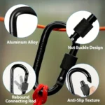 4 D-Shaped Carabiners with Locking Clasps for Camping and Hiking