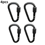 4 D-Shaped Locking Carabiner Clips | Camping & Hiking Gear