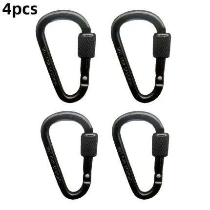 4 D-Shaped Locking Carabiner Clips | Camping & Hiking Gear