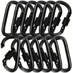 4 D-Shaped Carabiners with Locking Clasps for Camping and Hiking