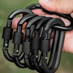 4 D-Shaped Carabiners with Locking Clasps for Camping and Hiking