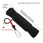 10M Black Braided Nylon Rope with Red Aglet for Camping and Boating
