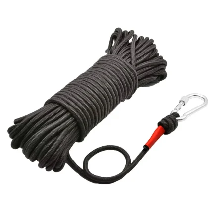 10M Black Braided Nylon Rope with Red Aglet for Camping and Boating