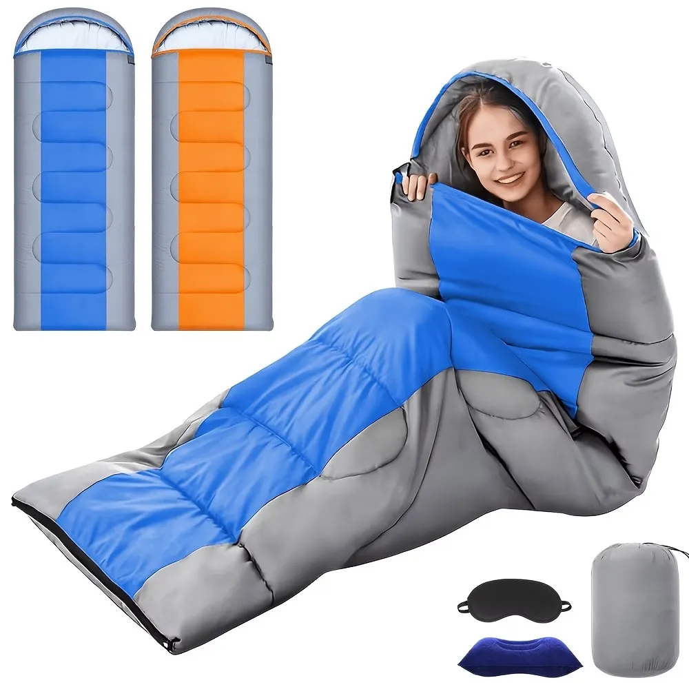 camping-sleeping-bag-color-variants Camping Sleeping Bag 210cm with Inflatable Pillow & Eye Mask | 1pc or 2pcs - Image 1